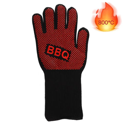 BBQ Gloves Silicone Heat-Resistant Glove Kitchen Microwave Oven Mitts 500 800 Degree Fireproof And Non-Slip Barbecue Gloves