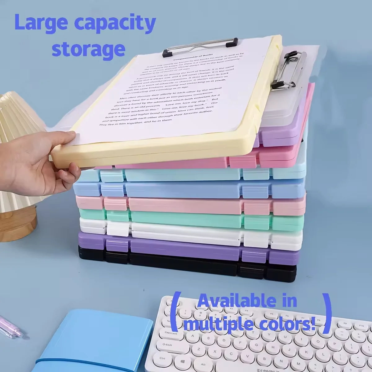WQN-1PC Multi-Color Multi-function Large Capacity A4 Clip Storage Box For School And Office Use