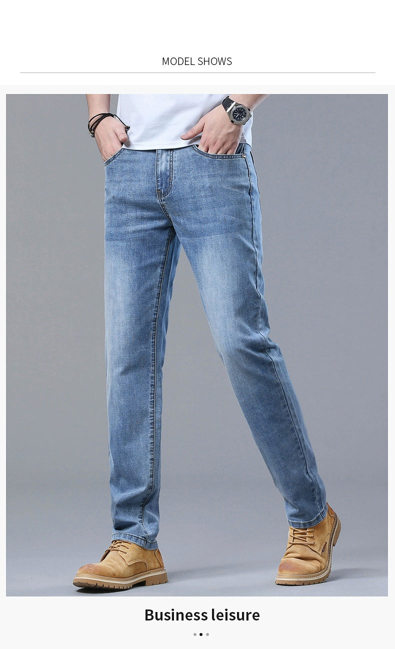 2024 Thin or Thick Material Slim Fit Men's Luxury Classic Style Men Jeans Business Stretch Denim Male Trousers Clothing