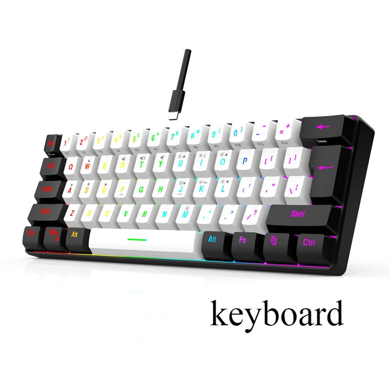 Keyboard and mouse sets 60% RGB gaming with keyboards mouse combo pc kit gamer backlit mini 61 keys computer wired set key board