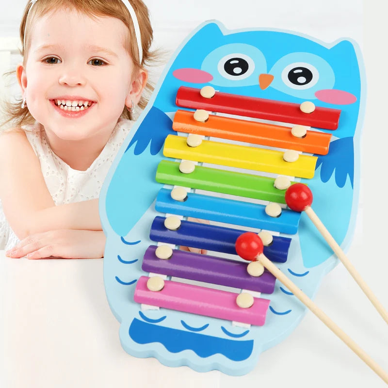 Montessori Wooden 8 Tones Multicolor Xylophone Wood Musical Instrument Toys For Baby Kids Puzzles Early Learning Games