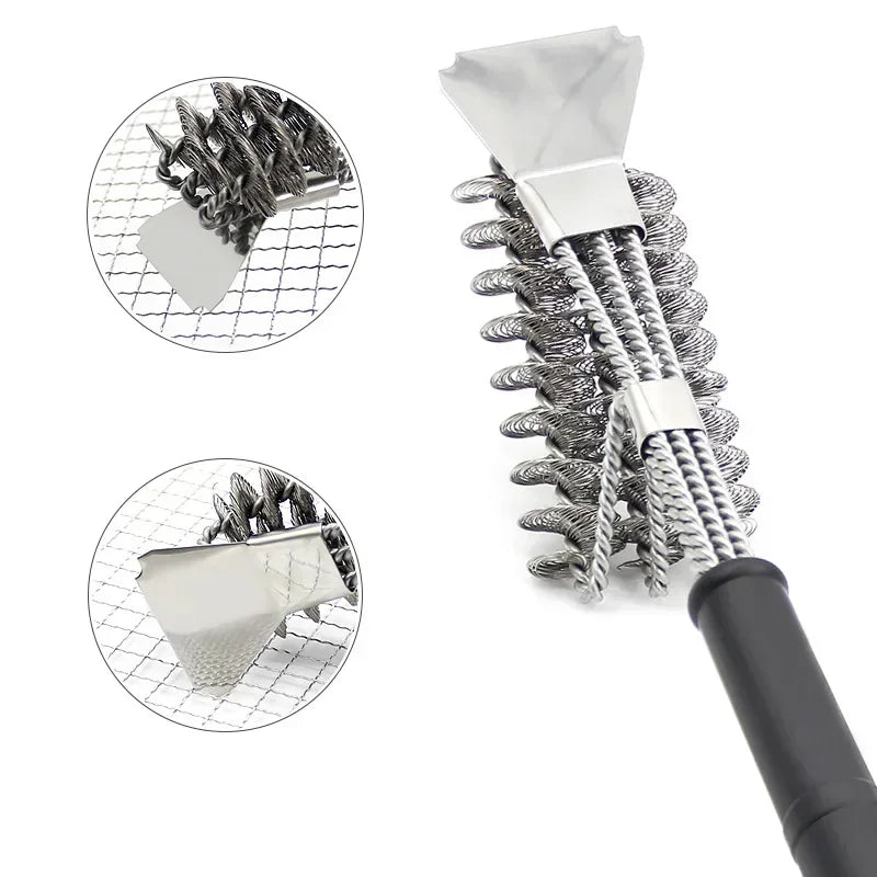 Barbecue Grill BBQ Brush Clean Tool Grill Accessories Stainless Steel Bristles Non-stick Cleaning Brushes Barbecue Accessories