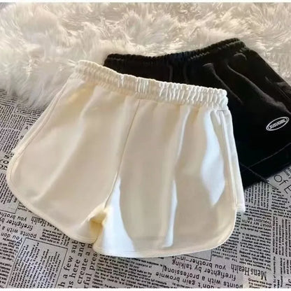 Women Casual Drawstring Sports Shorts Summer Thin High Waist Yoga A-line Shorts Loose Women Running Straight Trousers