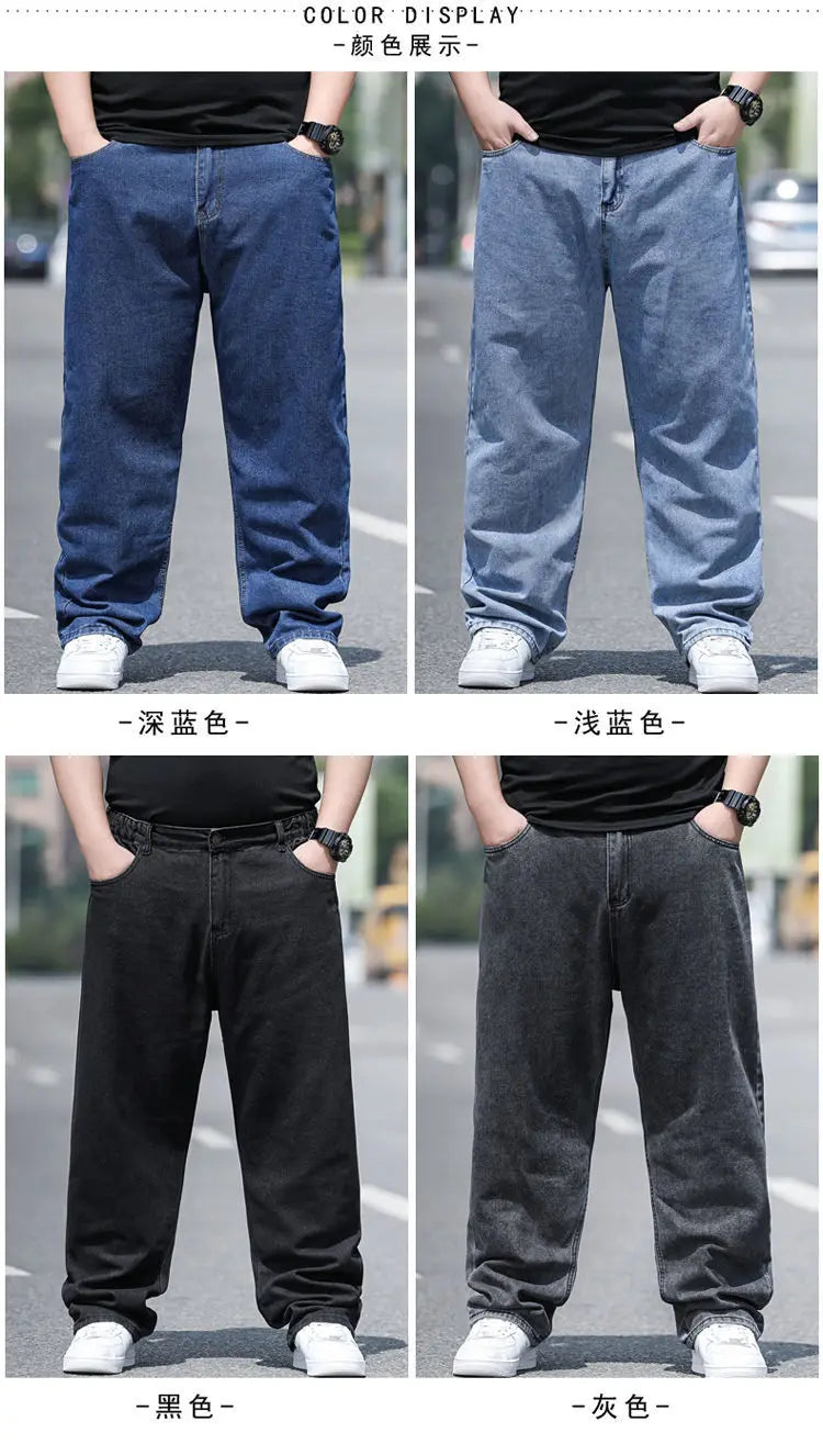 10XL Oversize Jeans Men Fashion Streetwear Plus Size Cotton Loose Jeans Pants Casual Cargo Pants Breathable Big Fat Trousers