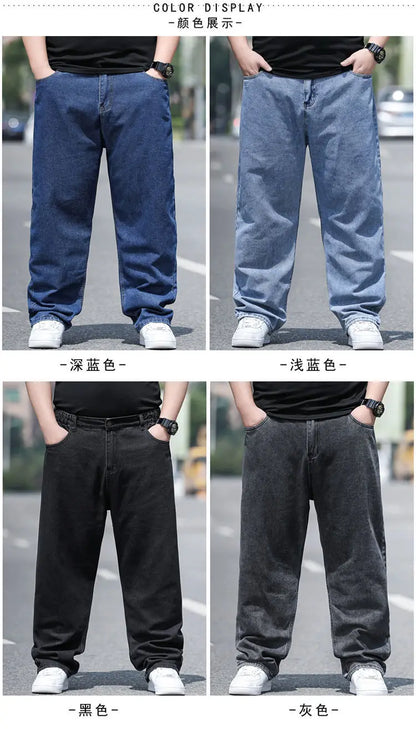 10XL Oversize Jeans Men Fashion Streetwear Plus Size Cotton Loose Jeans Pants Casual Cargo Pants Breathable Big Fat Trousers