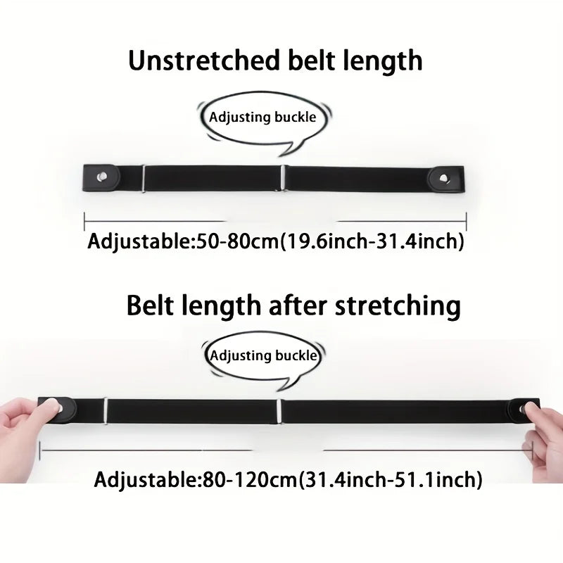 Simple Fashionable Women's No Buckle Stretch Elastic Waist Belt Men Woven Invisible Lazy Belt Length Adjustable，For Jeans、Dress