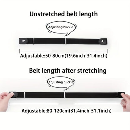 Simple Fashionable Women's No Buckle Stretch Elastic Waist Belt Men Woven Invisible Lazy Belt Length Adjustable，For Jeans、Dress