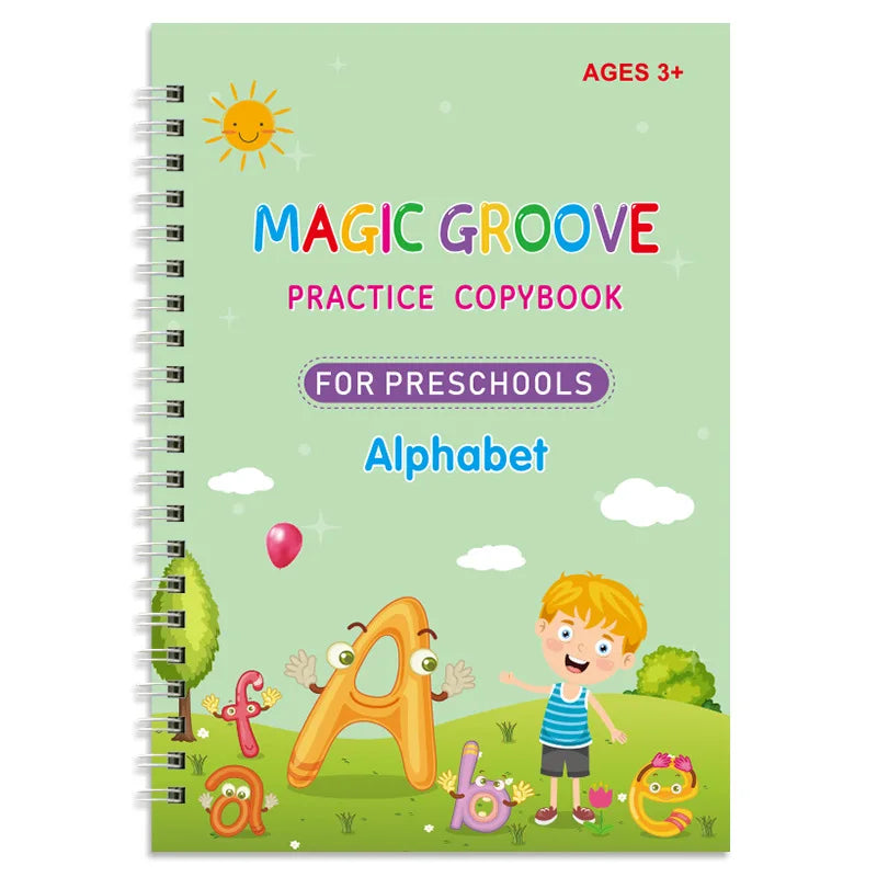 Magic Groove Practice Copybook Pen Children Reusable Writing Book Kids Calligraphy Preschools English Verison Free Wiping 2025