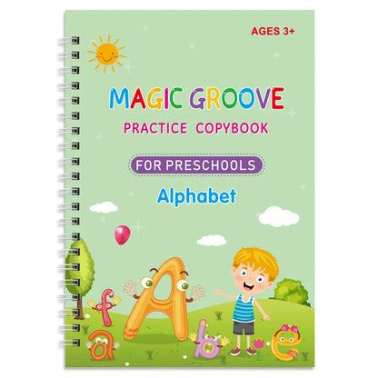 Magic Groove Practice Copybook Pen Children Reusable Writing Book Kids Calligraphy Preschools English Verison Free Wiping 2025