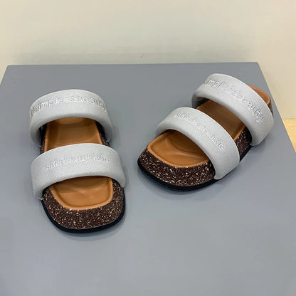 Women's Shoes Alphabet Fashion Casual Slippers 2022 New Summer Thick Bottom Non-slip Medium Heel Sandals for Outer Wear