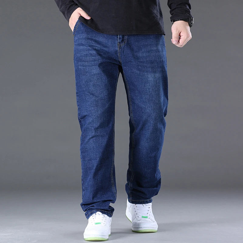 Men Light Luxury Elastic force loose Fit Pants Comfortable Soft Business Fashion ventilate Casual Denim Trousers Male Clothing