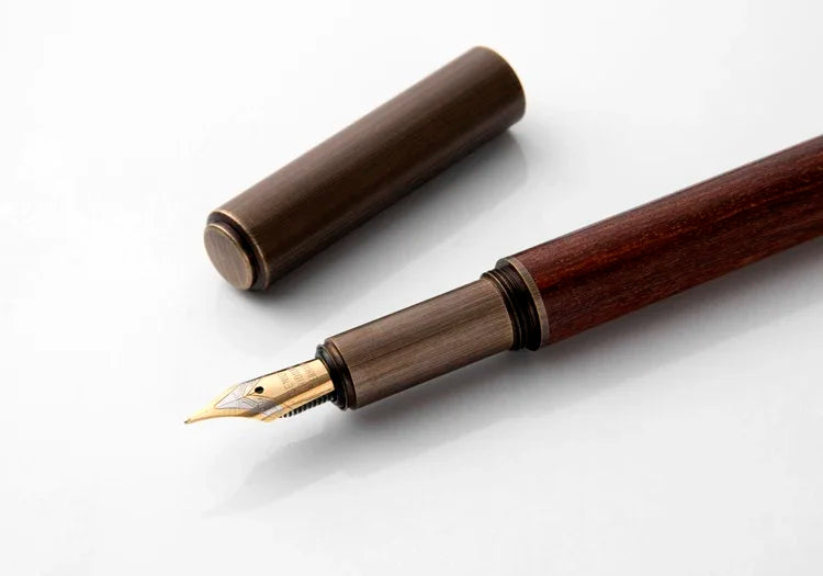 Luxury Retro Wood Bronze Fountain Pen Office Business Writing Art Calligraphy Ink Pens 0.5mm School Student Stationery Gifts