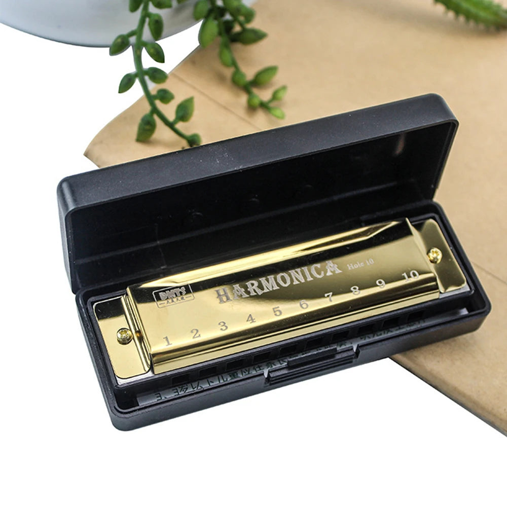Harmonica Key of C 10 Hole Chromatic Harmonica C with Case for Beginner Gift with Case