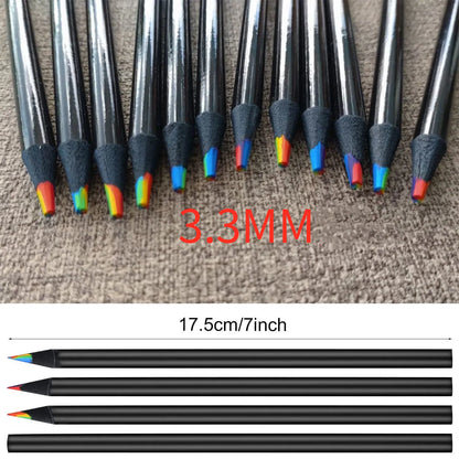 10 Pieces Colorful Wooden Pencils, 7 in 1 Rainbow Colors. Good for Sketching, Doodling, Drawing