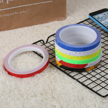1cmx8m Bike Stickers Reflective Tape Fluorescent Safety Warning Strips MTB Cycling Tapes for Bicycle Helmet Motorcycle Scooter