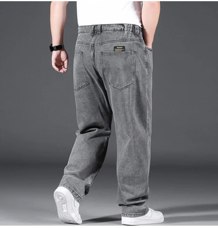 10XL Oversize Jeans Men Spring Fashion Streetwear Plus Size Cargo Jeans Soft Cotton Loose Baggy Casual Jeans For Dad Husband