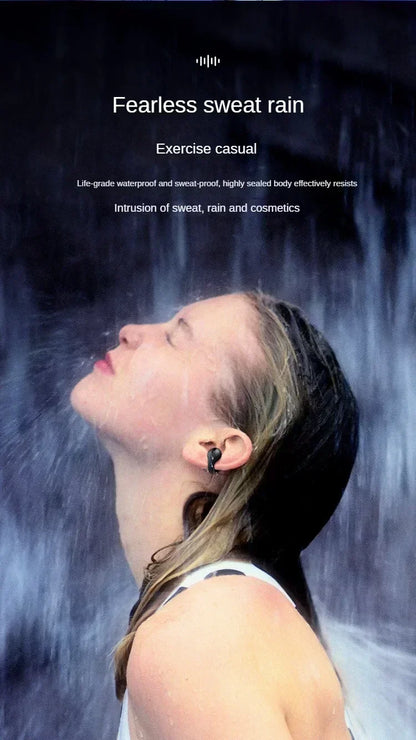 New Fone Bluetooth Headset 5.3 Wireless Air Conduction Headphones Clip Ear Music Noise Canceling HD Call Sports Gaming Earphone