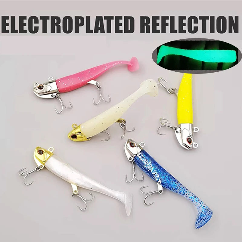 5pcs 24g/105mm Artificial soft Bait Lumious/Glow Mackerel Sea Bullet Bass Snapper Fishing Lure Wobblers Swimbait Jigging Baits