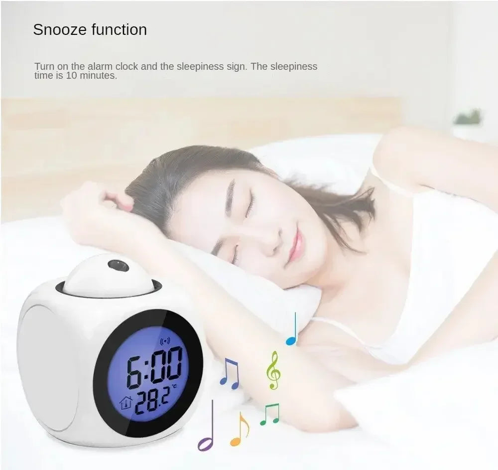 Projection Alarm Clock Ceiling Display Snooze Desk Table Clock Voice Multifunction Digital Projection Clock Temperature Displ