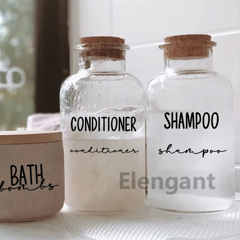 Bathroom Shampoo Body Wash Label Vinyl Sticker Bottle Jar Dispenser Labels Decals Decoration Home Organisation Storage Label