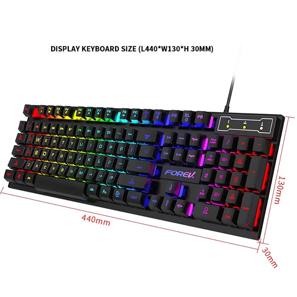 Wired Office Gaming Keyboard Mouse Set USB RGB Backlight Luminous Mechanical Feel Keyboard For Laptop Computer PC Accessories