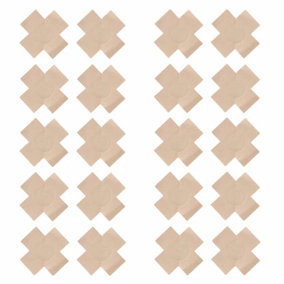 US STOCK 20pcs Black Women Cross Shape Self-Adhesive Disposable Satin Nipple Cover Breast Pasties Stickers for strapless Clothes