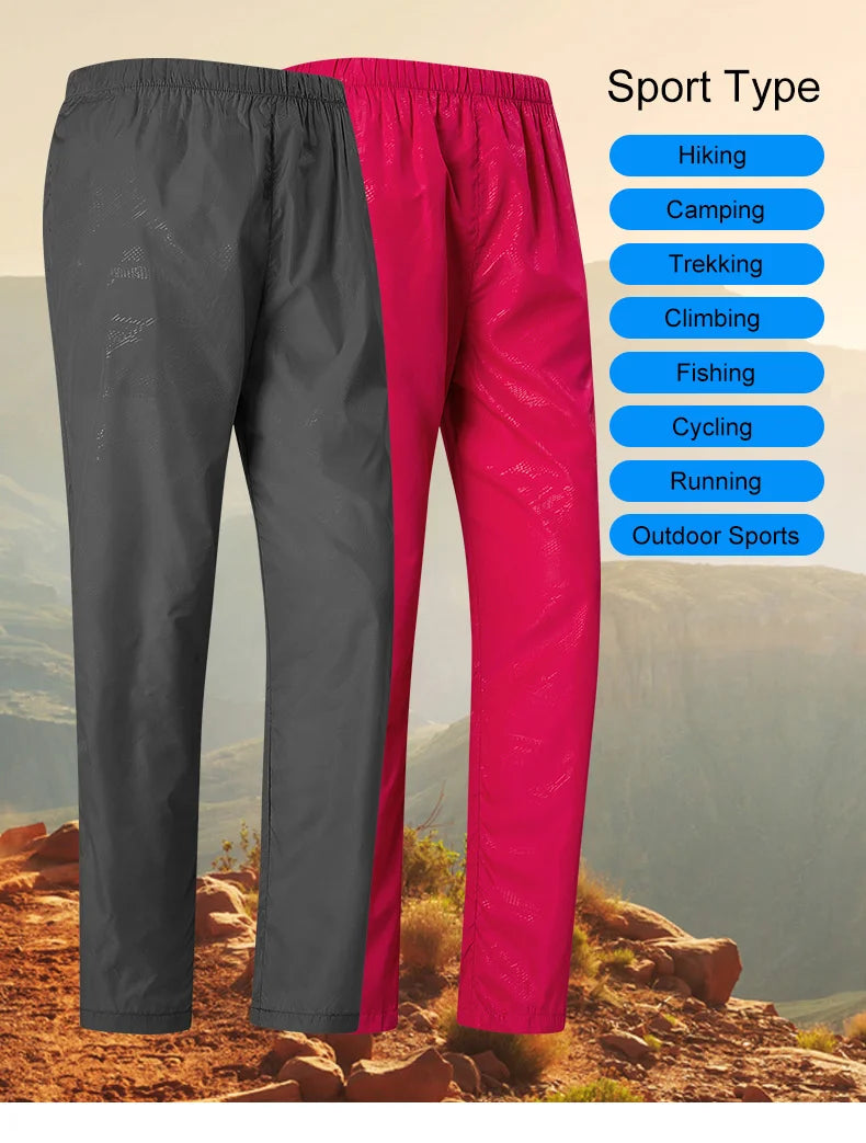 LNGXO Waterproof Hiking Pants Unisex Camping Trekking Climbing Rain Pants Outdoor Sports Quick Dry Mountain Women Men Trousers