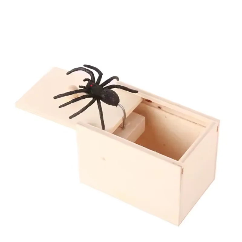 Trick Spider Funny Scare Box Wooden Hidden Box Quality Prank Wooden Scare Box Fun Game Prank Trick Friend Office Toys