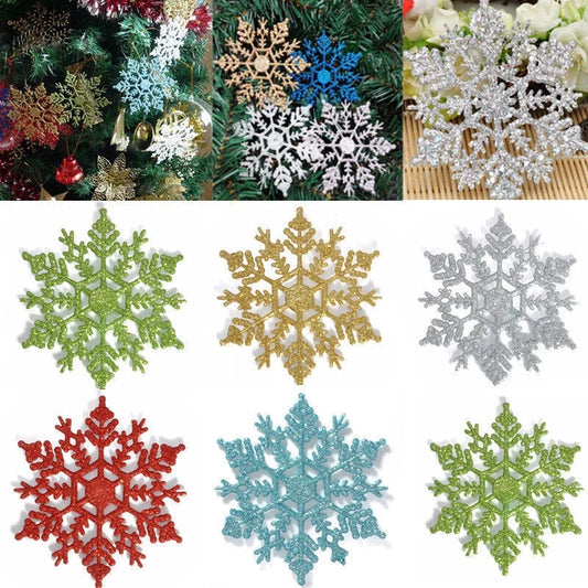 12pack Multi-color Fake Snowflakes Christmas Tree Hanging Ornament Girls Bedroom Simulation Snowflakes Party Home Decorations