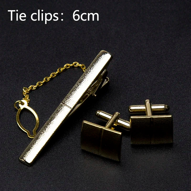 Men's Classic Tie Clips Cufflinks Set Luxury Tie Pin Accessories Shirts Cuff Tie Clips Fashion Cufflink for Men Gifts Jewelry