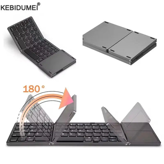 Folding Bluetooth Keyboard with Touchpad – Mini Wireless Keyboard for iOS, Android & Windows, Universal 3-System Support