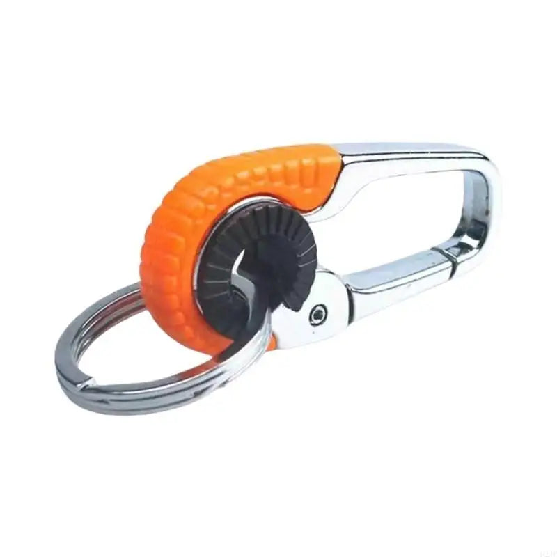 Men Keychain Hook Outdoor Carabiner Double Rings Keyring Making Accessories Alloy Texture for Climbing and Fishing