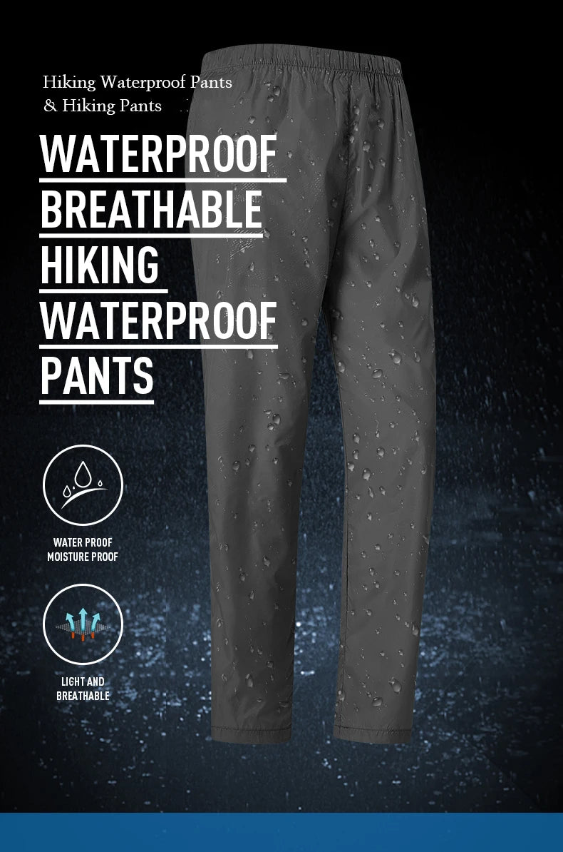LNGXO Women Men Hiking Pants Outdoor Waterproof Pants Unisex Climbing Camping Sports Quick Dry Mountain Rain Trousers Anti UV