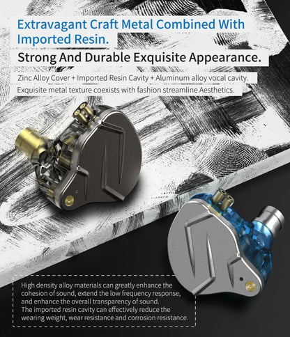 KZ ZSN PRO 1BA 1DD Hybrid Drive In Ear Earphones HIFI Metal Bass Earbud Sport Music Headset Replaceable