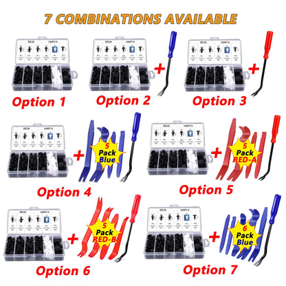 100pcs Auto Fastener Clip Kit Fender Rivet Clips Car Body Push Retainer Pin Rivet Bumper Door Trim Panel Retainer Car Clips