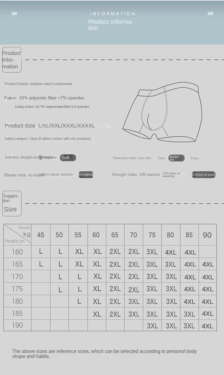 4pcs Boxer Shorts Men's Ice Silk Underwear Cool Underpants Breathable Sexy Thin Panties U Convex Lingerie Wholesale Lots L-6XL