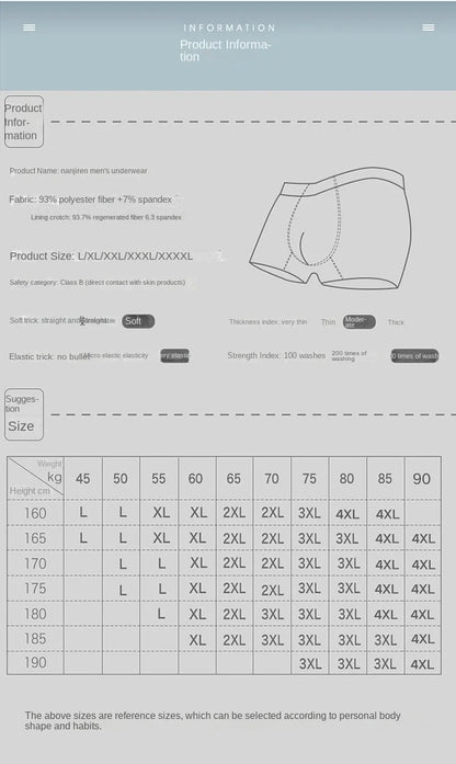 4pcs Boxer Shorts Men's Ice Silk Underwear Cool Underpants Breathable Sexy Thin Panties U Convex Lingerie Wholesale Lots L-6XL