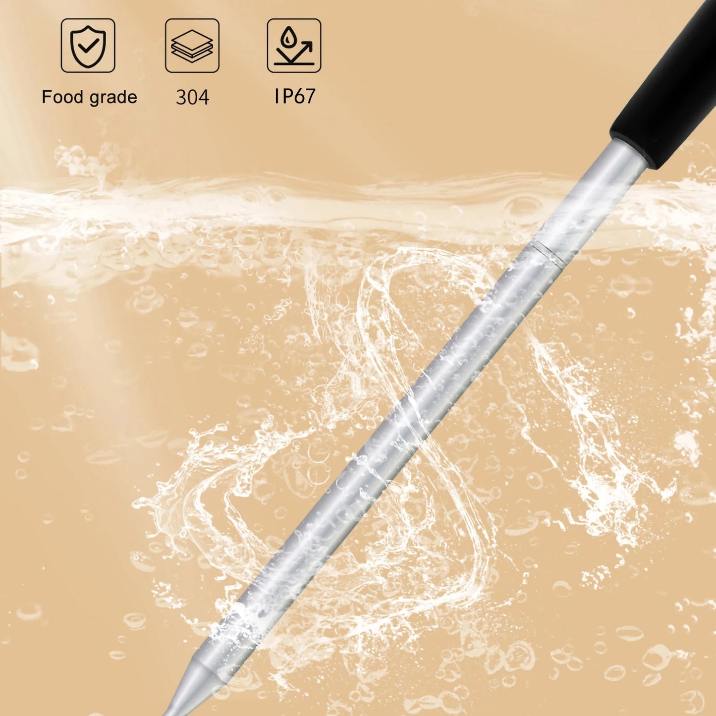 Wireless Bluetooth BBQ Probe Thermometer for Kitchen & Barbecue - Accurate Food & Meat Temperature Measurement