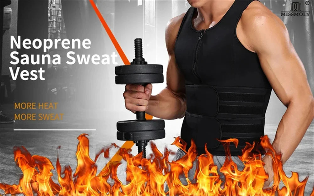 Men's Compression Sweat Sauna Vest New Slimming Suit For Students Waist Belts Body Shaper Tank Top For Workout Fitness Gym