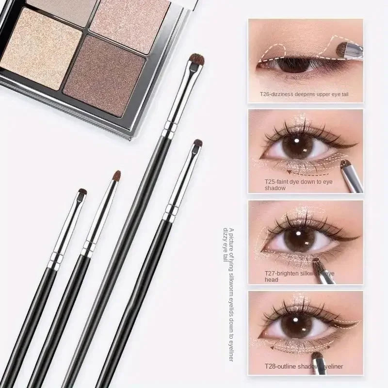 4Pcs Eye Smudge Brush, Fine Soft Makeup Tool, Eyeshadow Brush Set Eyeliner Brush For Blending Eyeshadow Eyeliner, Ideal