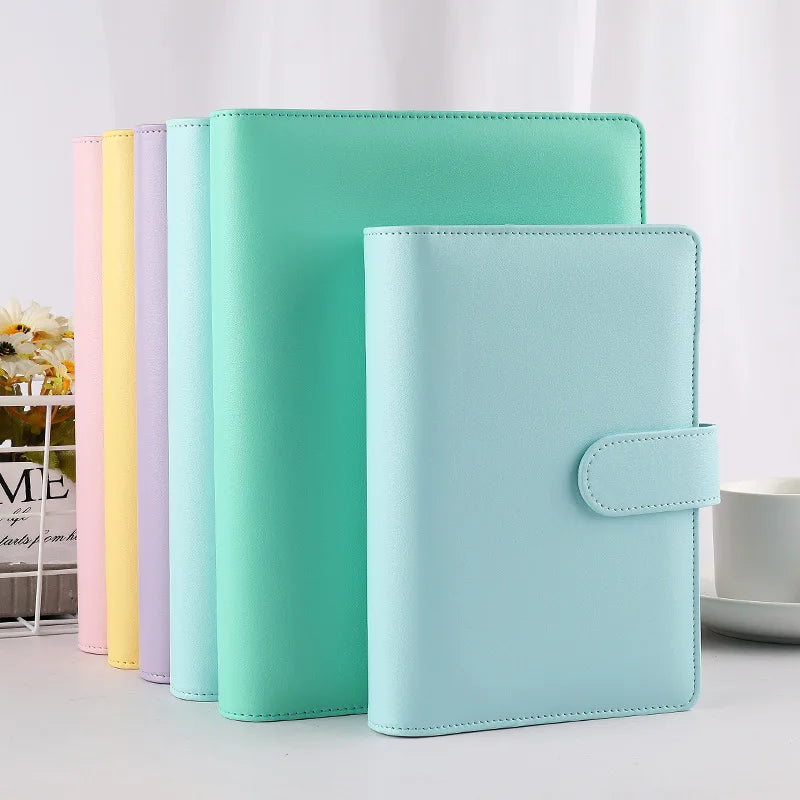 Macaroon Color A6/A5 PU Leather DIY Binder Notebook Cover Diary Agenda Planner Paper Cover School Stationery