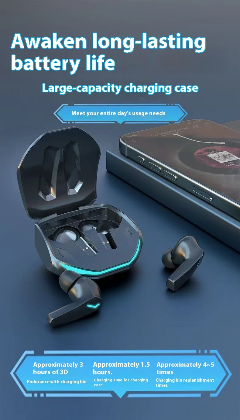 سماعات أذن رياضية GM02 بلوتوث 5.3 لاسلكية للألعاب مع ميكروفون وسماعات موسيقى ثنائية الوضع جديدة