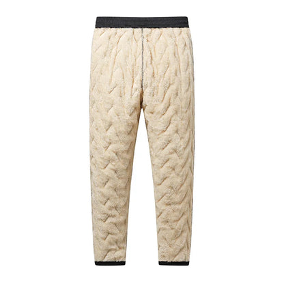 New Women's Plush Thick Fleece Lined Sweatpants Straight-leg Waterproof Pants Outdoor Windproof Outerwear Thermal Trousers