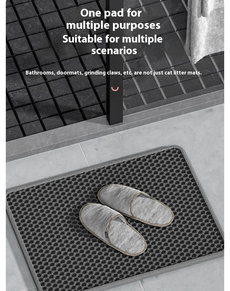 Large Waterproof Double Layer Cat Litter Mat Non-Slip Washable Pet Litter Box Mat Durable Sand Trapper Easy Clean Cat Toilet Mat