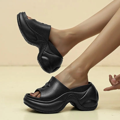 أحذية نسائية ربيعية مقاس 35-40، نعال كلوفر، كعب عالٍ، صنادل قابلة للتنفس، أحذية كاجوال جديدة بنعل ناعم