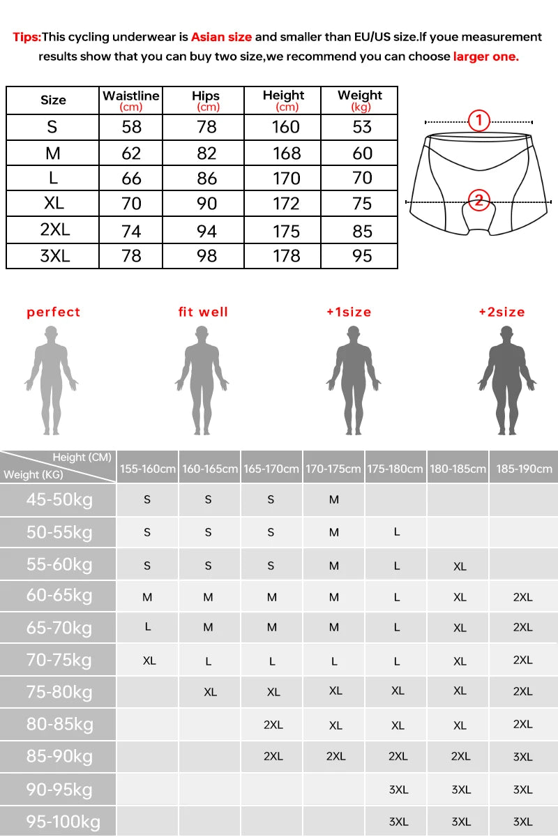 X-TIGER Men's Cycling Underwear with 5D Gel Cushioned MTB Boxer Cycling Shorts Road Cycling Underwear Cycling Equipment