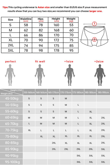 X-TIGER Men's Cycling Underwear with 5D Gel Cushioned MTB Boxer Cycling Shorts Road Cycling Underwear Cycling Equipment