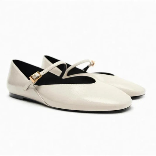 Women's Shoes Spring Designer Red White Black Women Ballet Casual Round Toe Flats Patent Leather Office Female Shoe