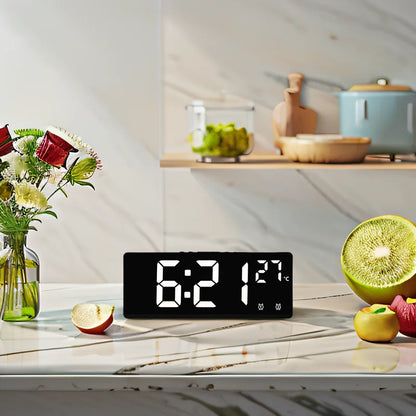 Digital Alarm Clock Travel Clock with Temperature Table Clock Large Display for Bedroom Office Kitchen Home Decoration