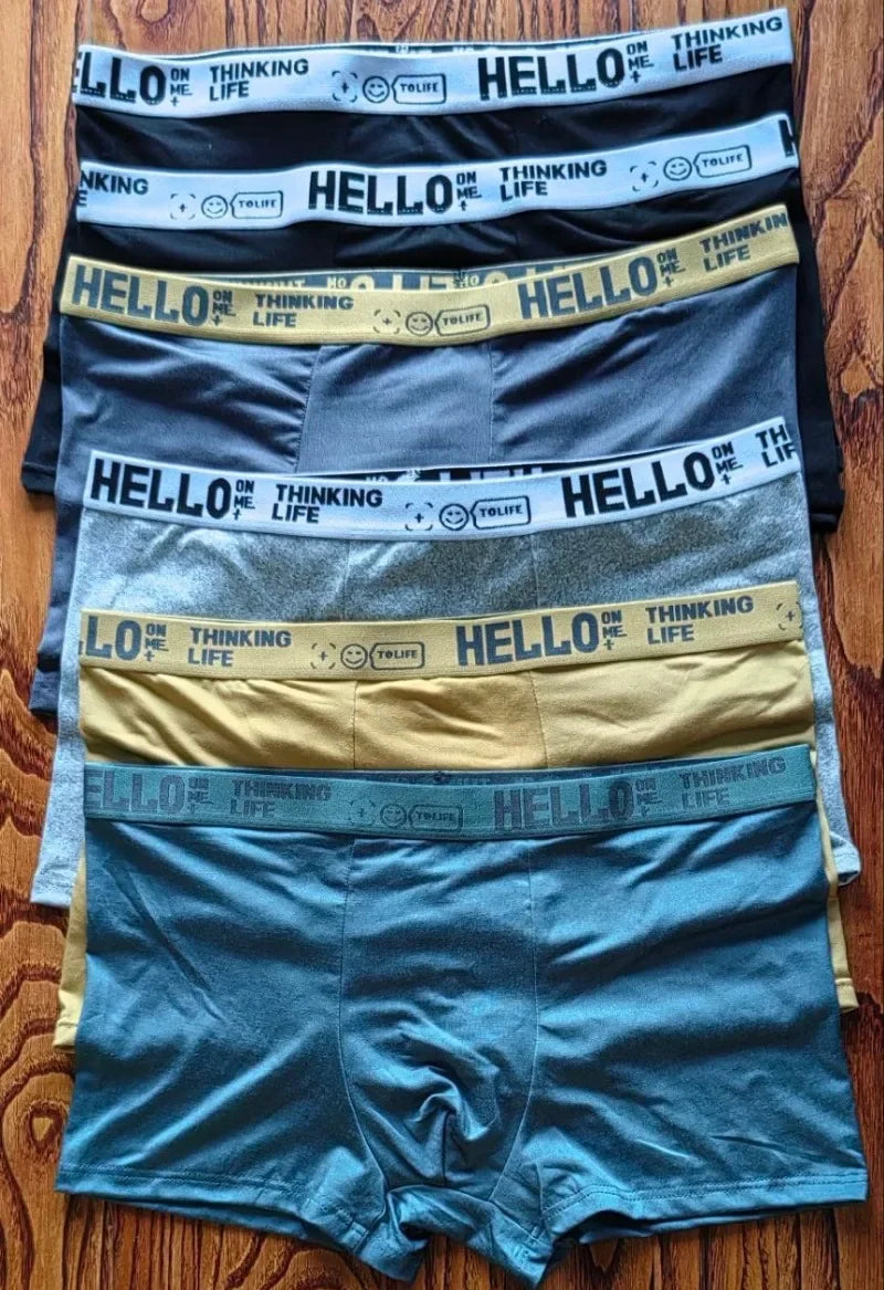 6Pcs Men Underwear Boys Cotton Underpants Male Pure Men Panties Shorts Breathable Boxer Shorts Comfortable soft Plus size